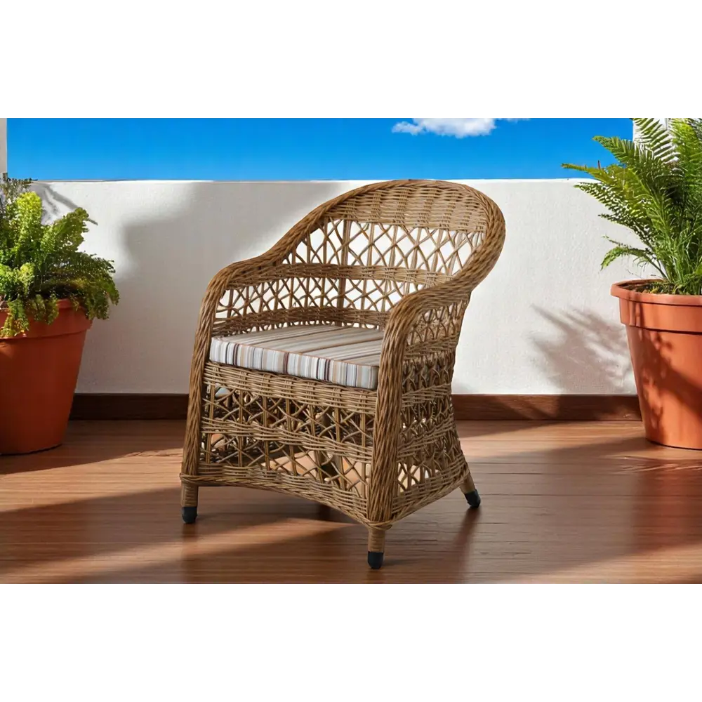 Кресло садовое Dino 63x70x84 см искусственный ротанг натуральный Santreyd STLM-2032599 - Вид №10