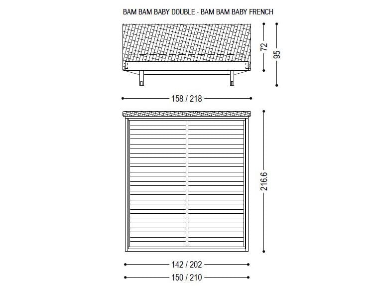 Двуспальная кровать из массива дерева с мягким изголовьем Riva 1920 BAM BAM BABY ARCH-00015189 - Вид №1