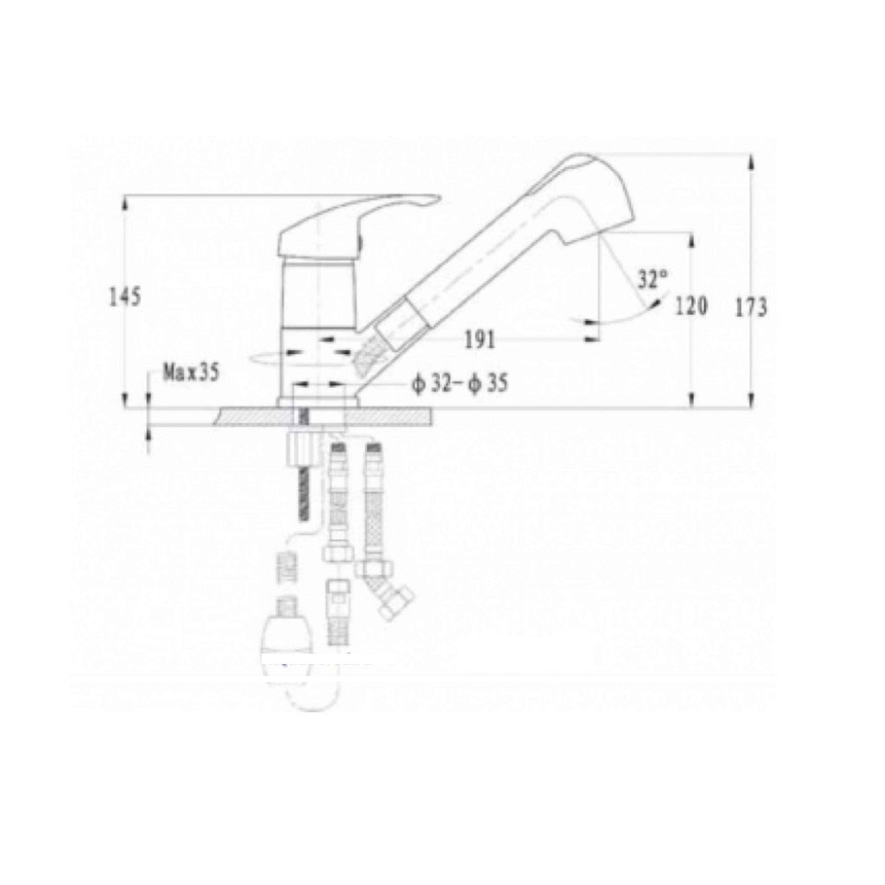 Кухонный смеситель 1774 светло-розовый GranFest  - Вид №1