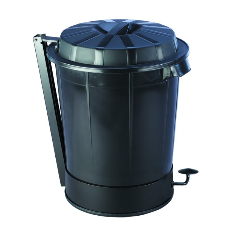 232108 DENOX Бак черный с крышкой с педалью 50 л. Черный 