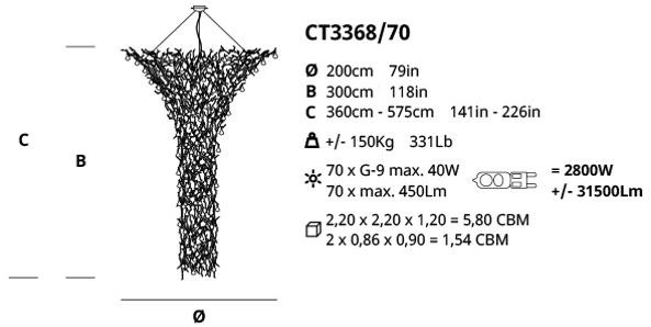 Serip Подвесной светильник из бронзы ручной работы Coral Ct3368/70 - Вид №1