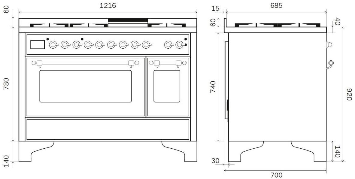 Ilve Отдельностоящая стальная кухня Majestic M12n Santreyd - Вид №6