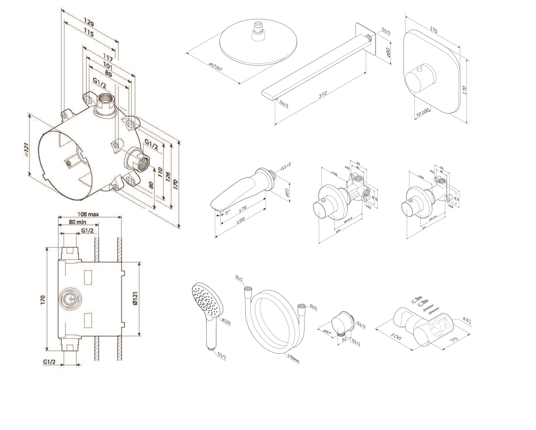 FM0060000 набор скрытого монтажа на 3 потребителя хром шт. AM.PM  - Вид №1