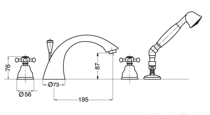 Смеситель MIGLIORE Lady ML.LAD-981.BR для ванны/душа - бронза  - Вид №1