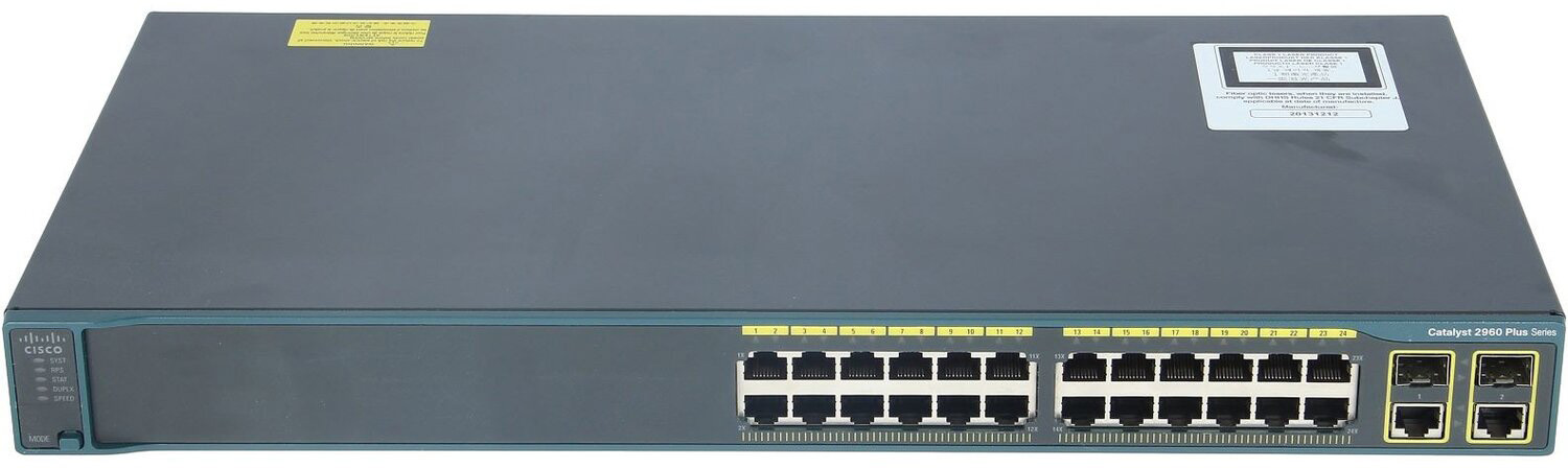 WS-C2960R+24TC-L Catalyst 2960 plus 24 10/100+2t/sfp lan base, mfg in russia Cisco Santreyd 