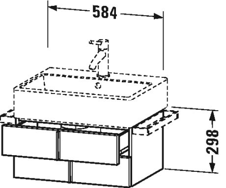 VA628505151 Тумбочка подвесная Vero Air #VA6285 584 x 431 мм Сосна коричневая, декор Duravit - Вид №1