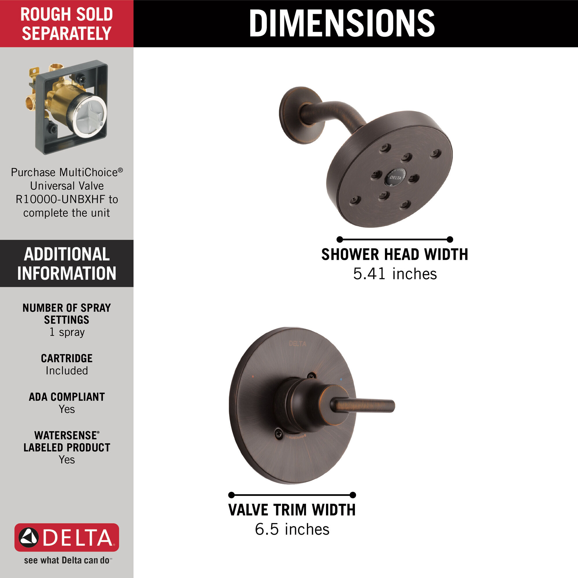 T14259-RB Накладка для душа Monitor® 14 серии H2Okinetic® Delta Faucet Trinsic Венецианская бронза  - Вид №1
