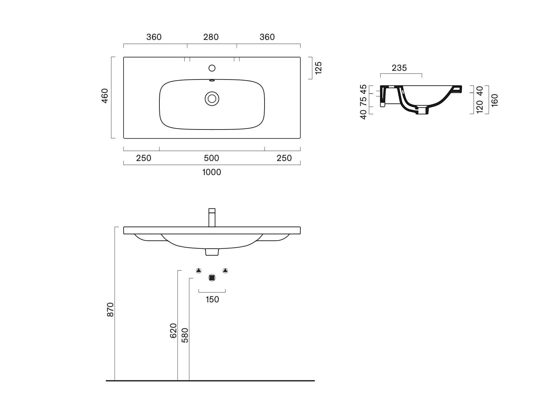Одиночный прямоугольный умывальник CERAMICA CATALANO Alvea ARCH-00044628 - Вид №2