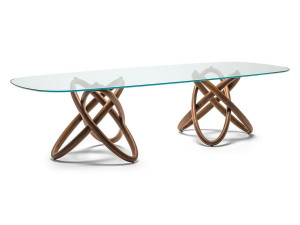 Стол из орехового дерева с хрустальным верхом