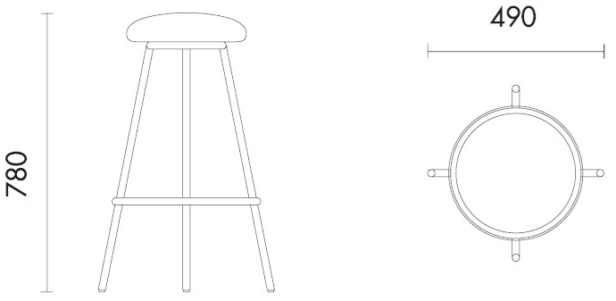 Grado Design Высокий табурет из ткани с подставкой для ног Fungo Fun-ch-05 - Вид №8