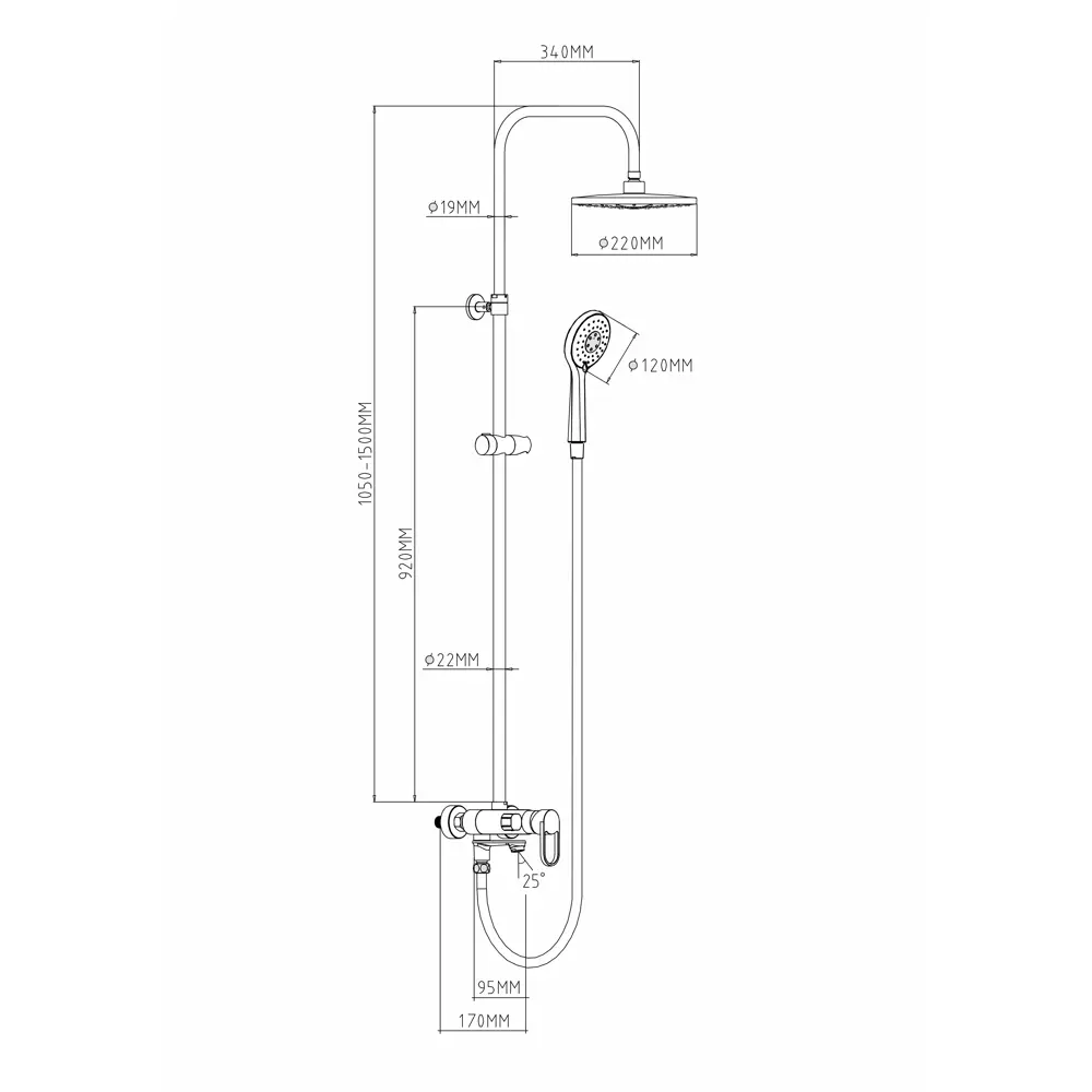 Душевая система Esko Catania STC01 со смесителем 3 режима цвет хром STLM-2009347 - Вид №1