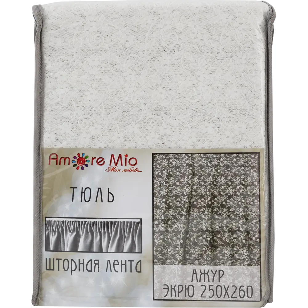 Тюль на ленте «Ажур» 250х260 см полиэстер цветы цвет экрю AMORE MIO STLM-2159780 - Вид №7