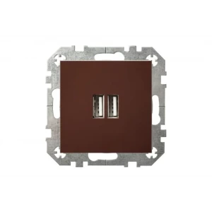 91523446 Розетка USB двойная встраиваемая Liregus Epsilon IUK-2-01 E/R цвет коричневый STLM-1516966