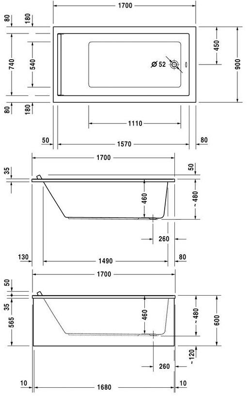 Duravit Прямоугольная акриловая ванна Starck 700337 - Вид №4