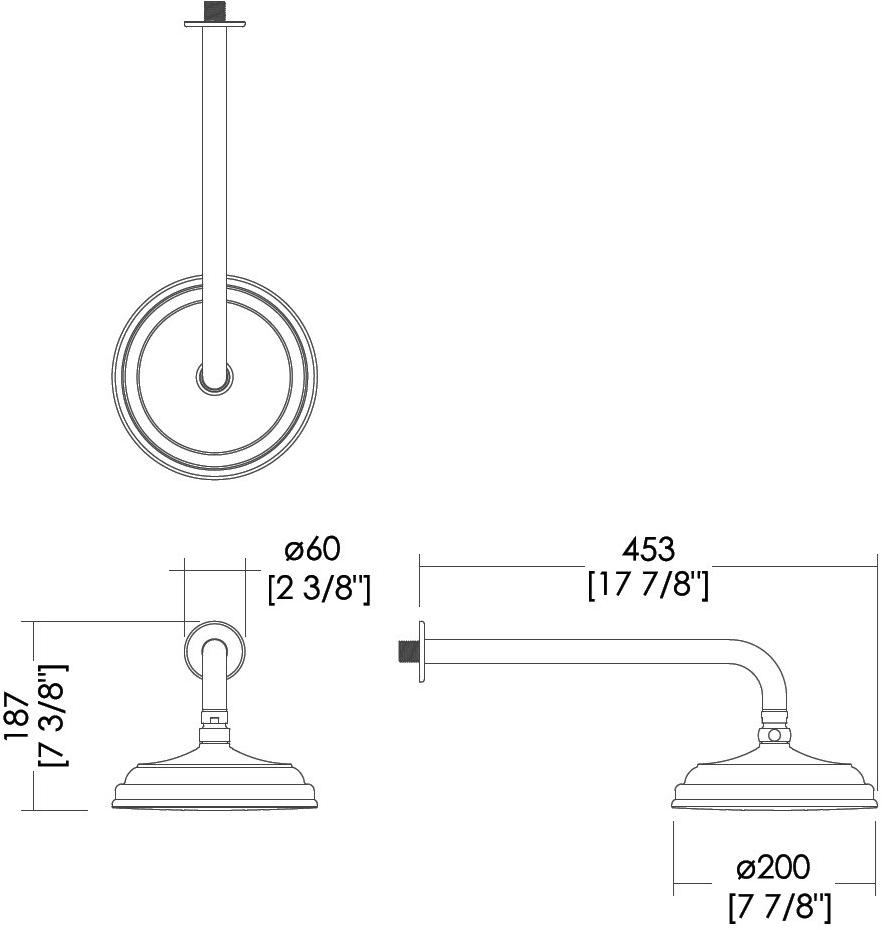 Devon&Devon Настенная лейка душа с держателем Royal Exc-ry140 - Вид №1