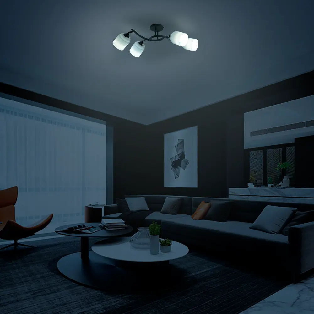 Люстра потолочная Seto 4 лампы 16 м² цвет хром SCHAFFNER STLM-2175733 - Вид №10