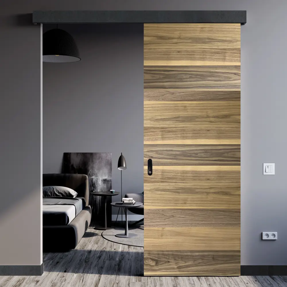 Дверь межкомнатная глухая Loft 80x200 см шпон цвет американский орех с замком и петлями 85325429 STLM-2190641 МАРИО РИОЛИ  - Вид №6