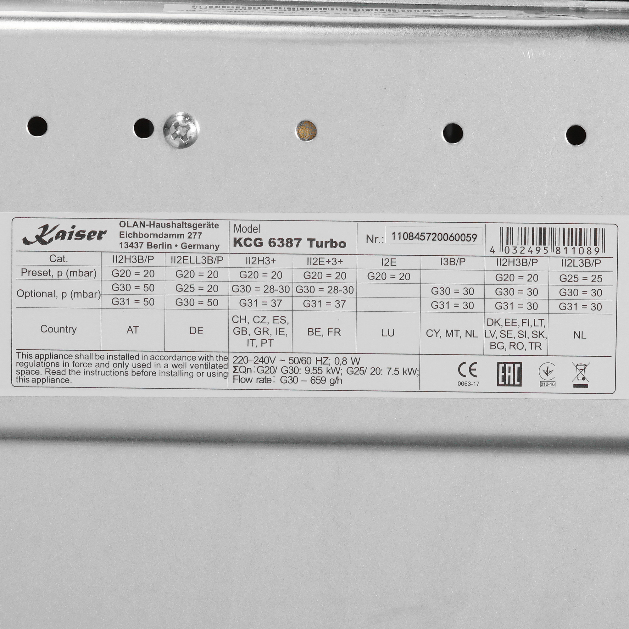 8169916 Газовая варочная поверхность Kaiser KCG 6387 Turbo STDN-0060795 - Вид №4