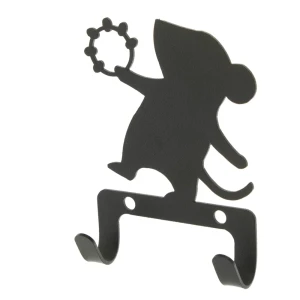 Крючок мебельный двухрожковый DuckandDog «Мышь» сталь матовый чёрный