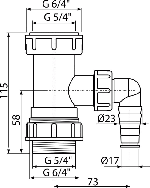 Переходник 5/4" со штуцером ALCAPLAST A300 - Вид №1