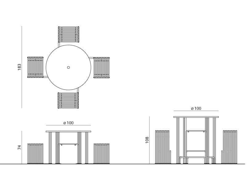 Высокий стол для общественных мест со встроенными стульями Urbantime Zeroиндексы.015 ARCH-00150029 - Вид №7