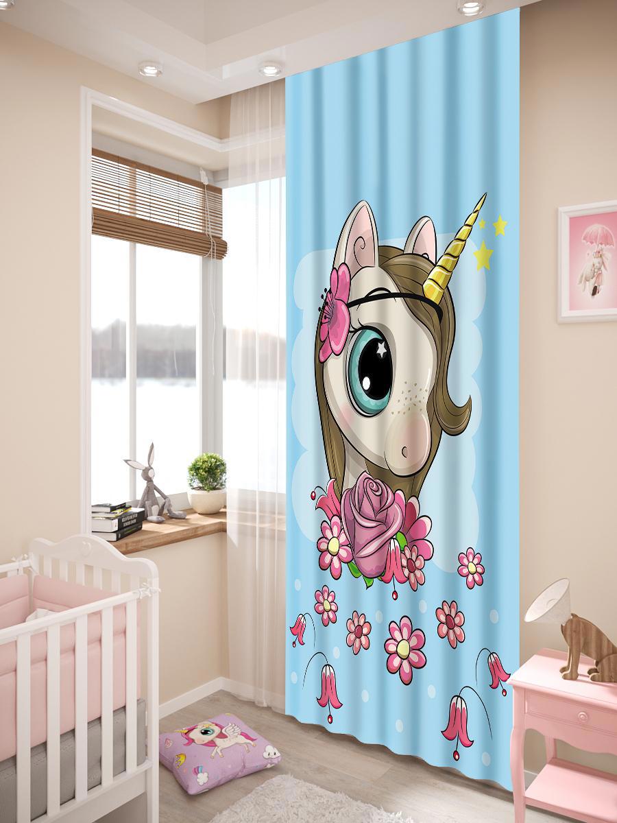 90308522 Фотоштора DetiSingle Unicorngirl/16679/ на шторной ленте 265x145 см, рисунок детский STLM-0177603 HOMEPICK