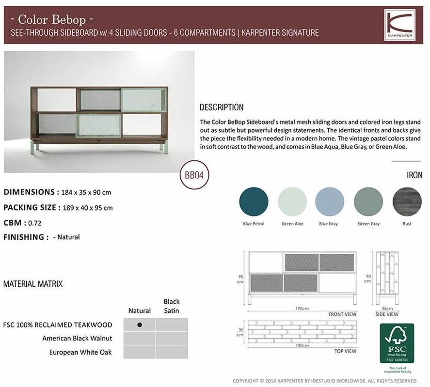 KARPENTER Комод двусторонний из тика с раздвижными дверцами Color bebop Bb04-t - Вид №3