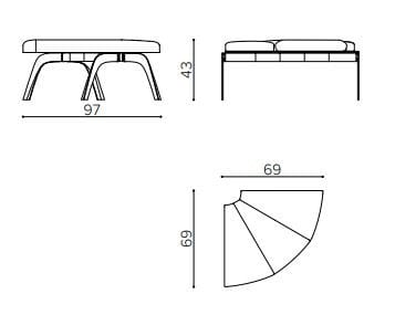 Скамейка из ткани True Design Millepiedi ARCH-00121468 - Вид №29