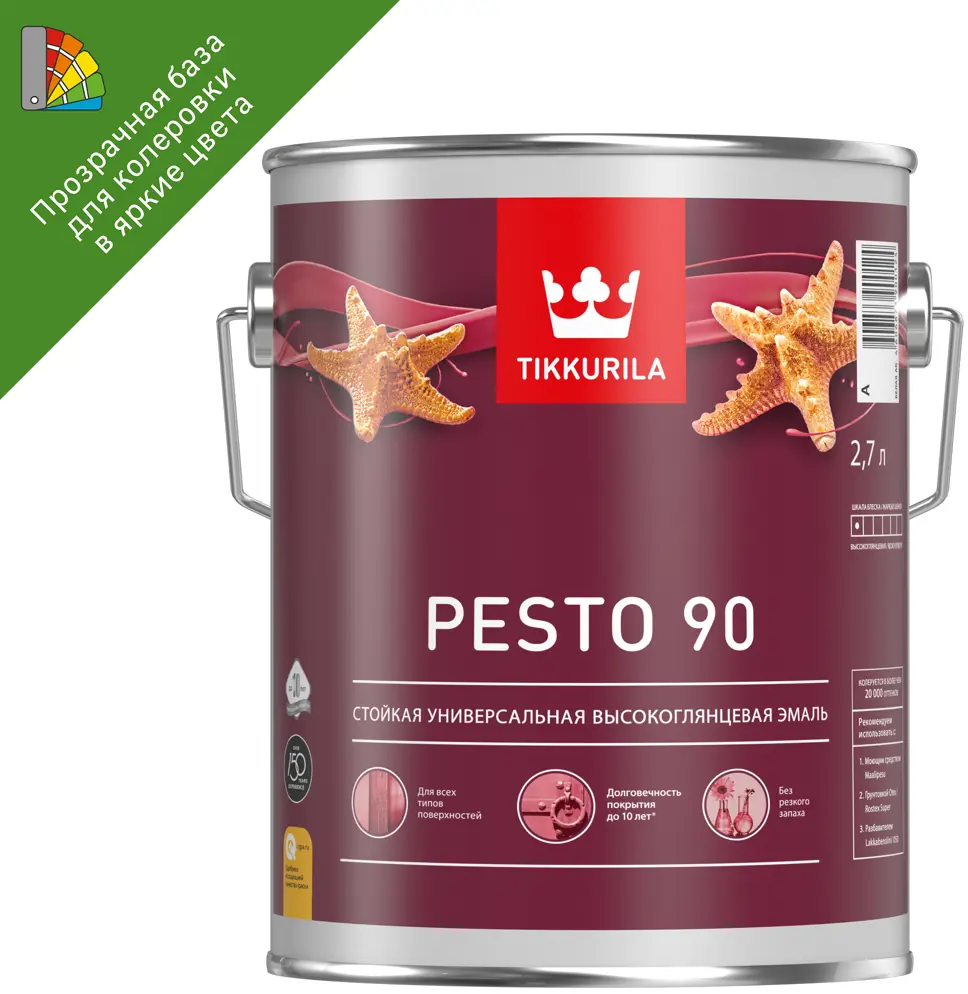 Tikkurila Pesto 90 База С - универсальная эмаль для колеровки в насыщенные цвета 88287153