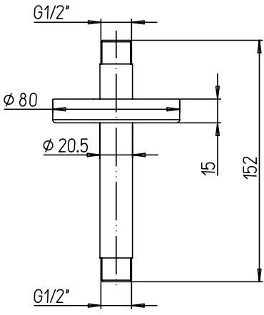 50PZ744T615BI Потолочный крепеж д/душа круглый, 150мм, чёрный матовый PVD Paini  - Вид №1