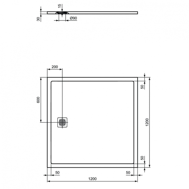 K8318FV Душевой поддон 120х120 см Ideal Standard ULTRAFLAT S  - Вид №2