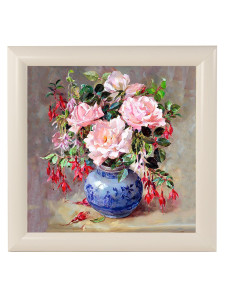 90620982 Картина в раме "Букеты. фуксия" 23x23 см STLM-0311371 ELENADECOR
