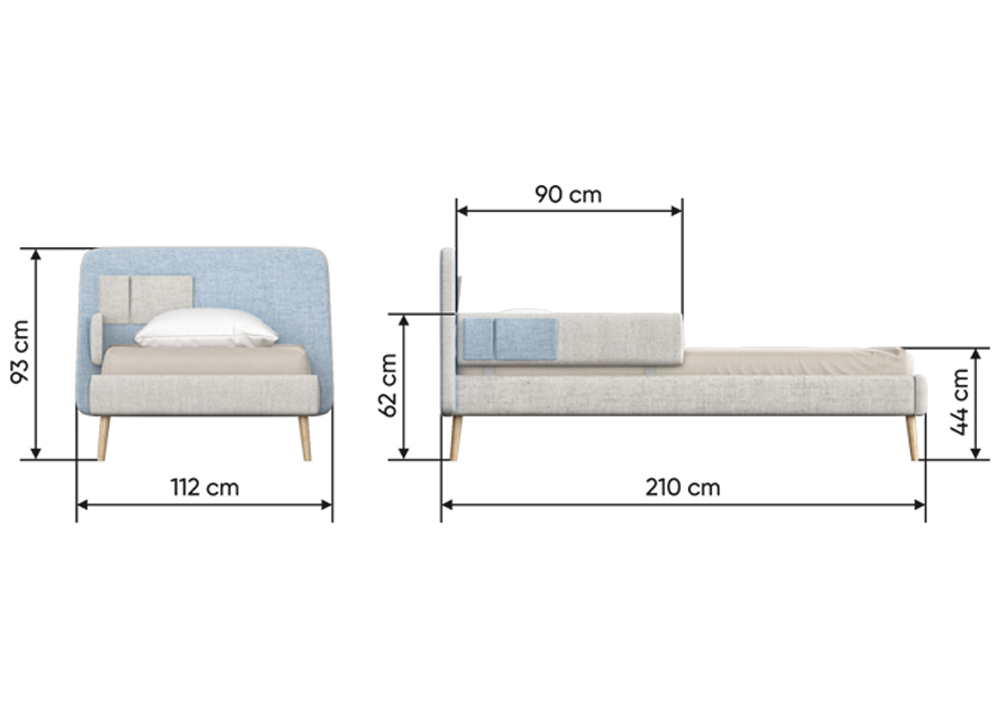 Кровать подростковая Soft бежевая, голубая ELLIPSE ELLIPSE SOFT 351720 Бежевый;голубой Santreyd  - Вид №1
