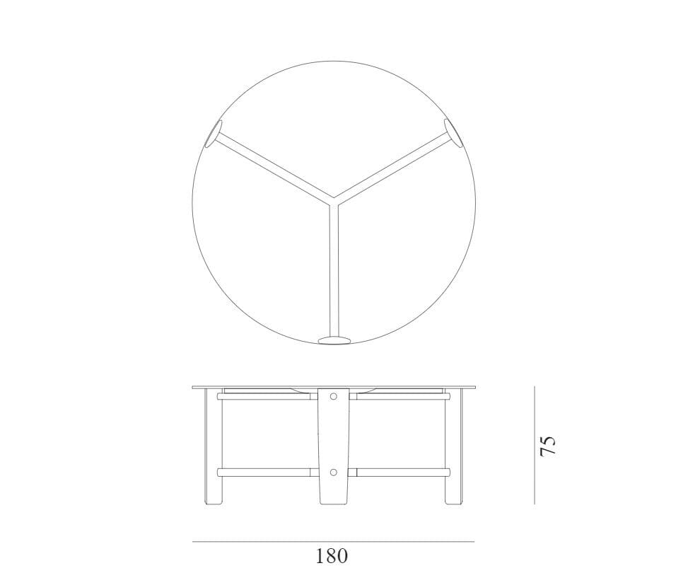 Круглый садовый стол из красного дерева и стекла Exteta No-Glue ARCH-00142845 - Вид №9