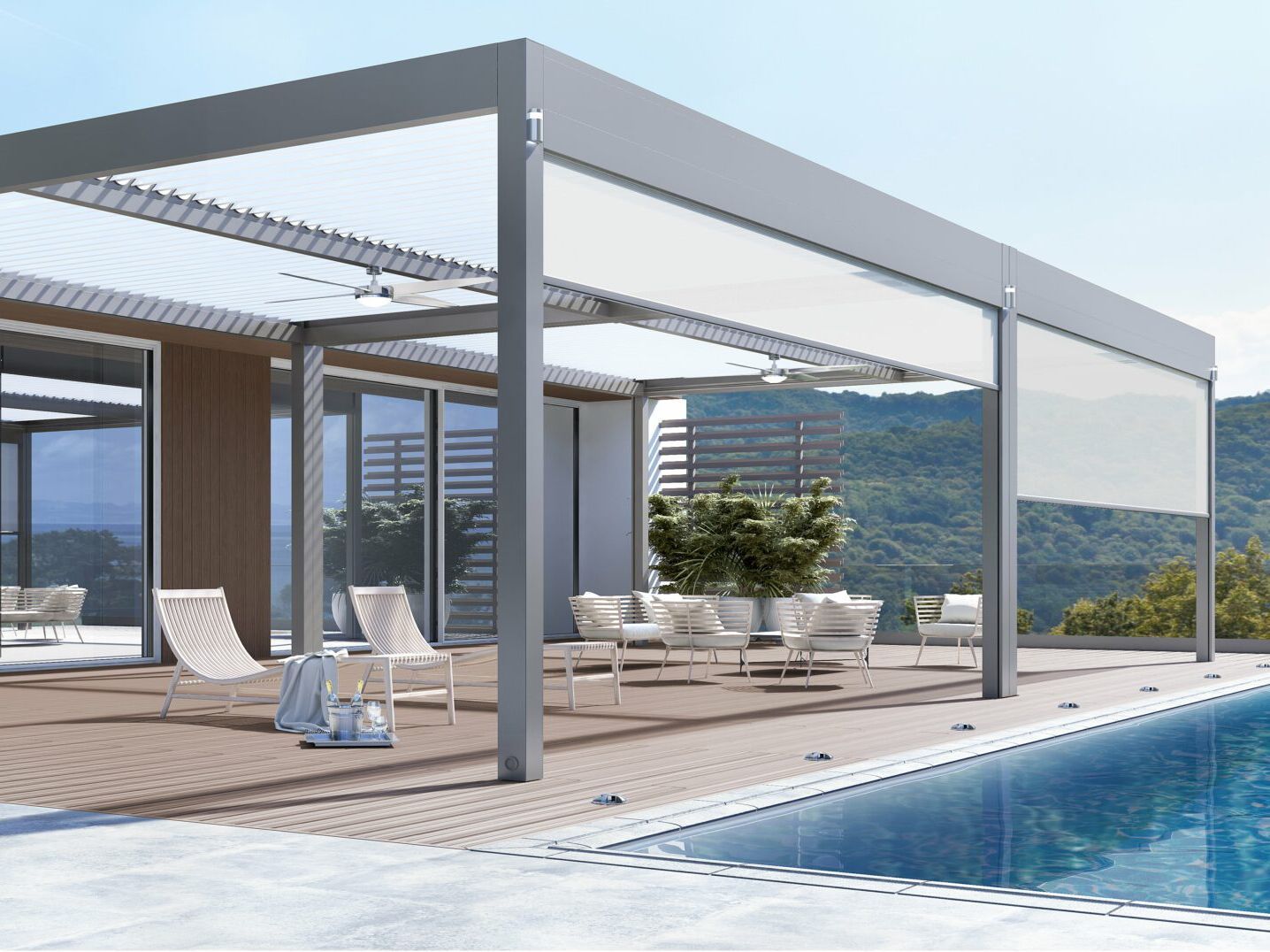 Самонесущая биоклиматическая пергола из алюминия с поворотными пластинами GLM Outdoor Solutions SANTORINI ARCH-00127951