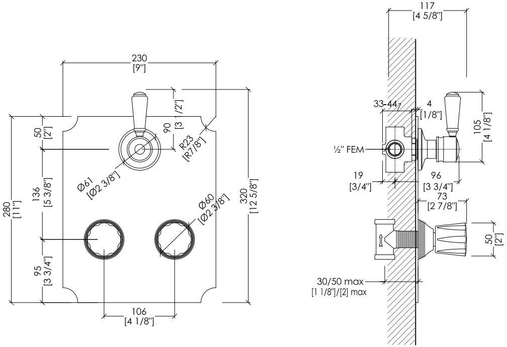 Devon&Devon Душевой набор с переключателем Black morris Ddmrbl348cr - Вид №1