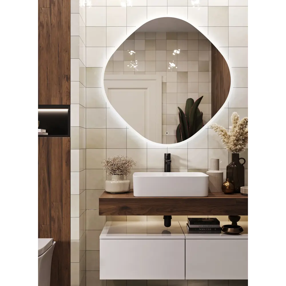 Зеркало OMEGA GLASS Фантом с LED-подсветкой 90 см 84986998 STLM-0057487