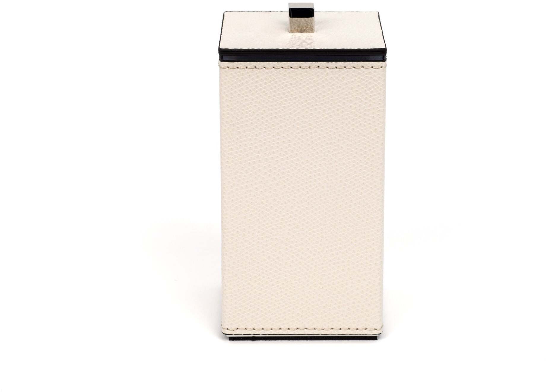 Квадратный держатель для ватных дисков Poseidon - 6X6XH12см / хромированная металлическая отделка / зернистая кожа_earth