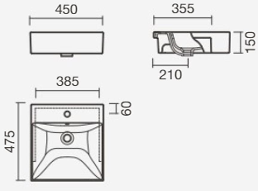 Раковина встраиваемая ALBUS 45см S10201017600000 Sanitana  - Вид №1
