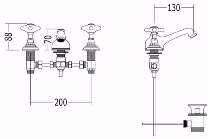 Devon&Devon Смеситель для раковины на 3 отверстия с отдельными розетками White rose sun-id-1514739 - Вид №2