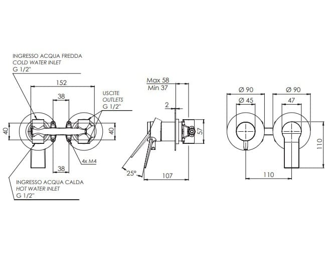 Встраиваемый смеситель для душа с пластиной Remer Rubinetterie Slash &amp ARCH-00128131 - Вид №2