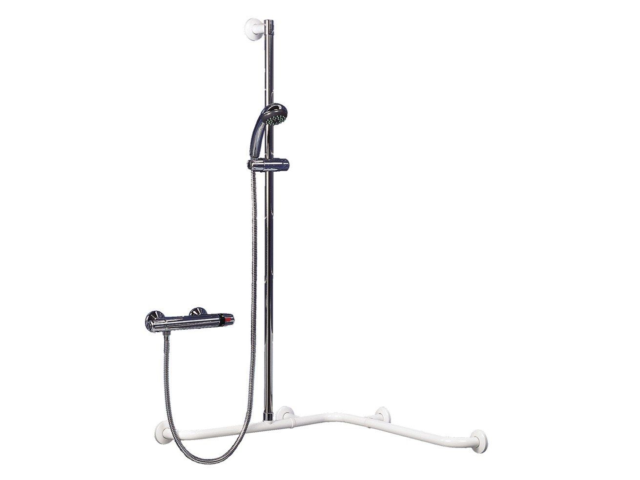 Угловой поручень с подъемным стержнем, душевой кабиной и гибким Thermomat окрашенная ARCH-00152218