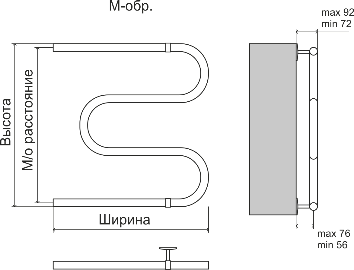 4620768881411 ЭКОНОМ М-обр БШ 600х500 Полотенцесушитель TERMINUS Нержавеющая сталь - Вид №2