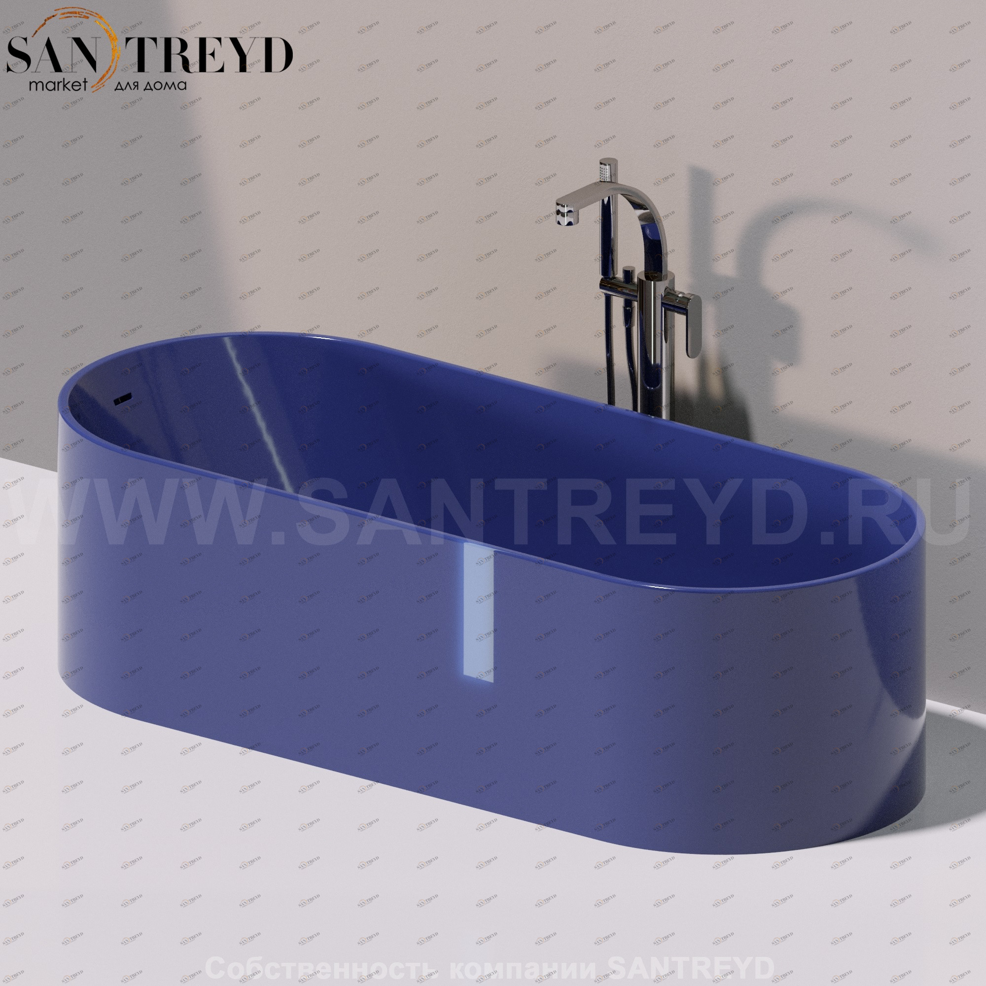 Flaminia OVAL Ванна свободностоящая синяя OV170.5003 Ceramica Flaminia OV1705003