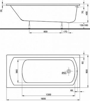 Акриловая ванна 180х80 KOLO Perfect XWP1080000  - Вид №2