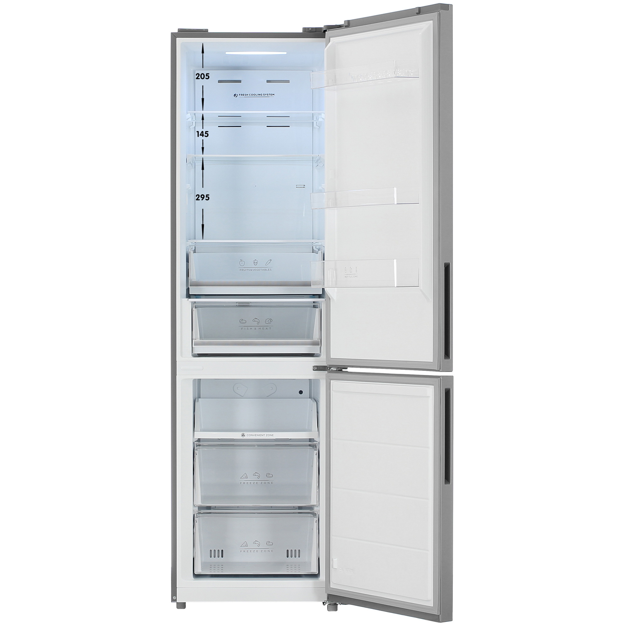 9173879 Холодильник с морозильником   DEXP B4-40AMA серебристый STDN-0130613 - Вид №1