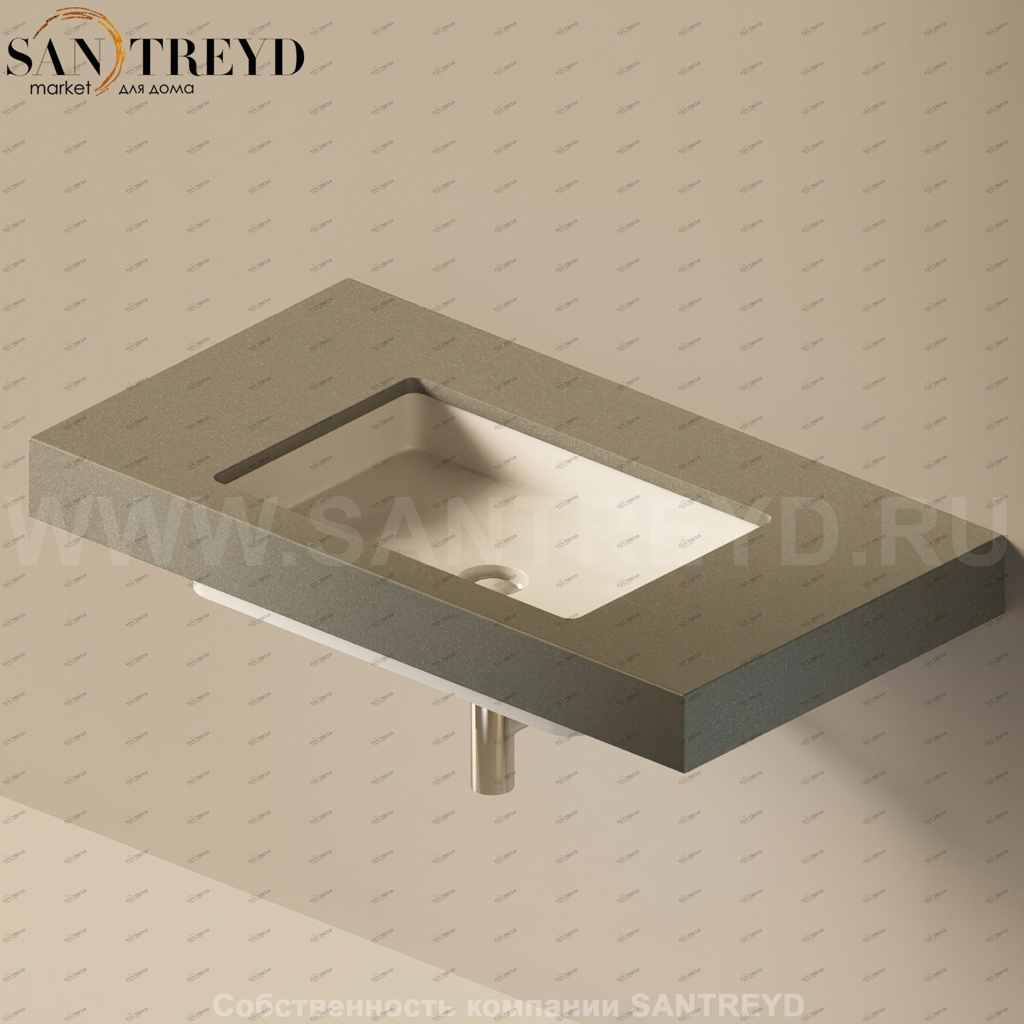 Flaminia FLYMAX Столешница с отверстием под раковину от 100 до 250 см серая FY60SP.7037 Ceramica Flaminia FY60SP7037