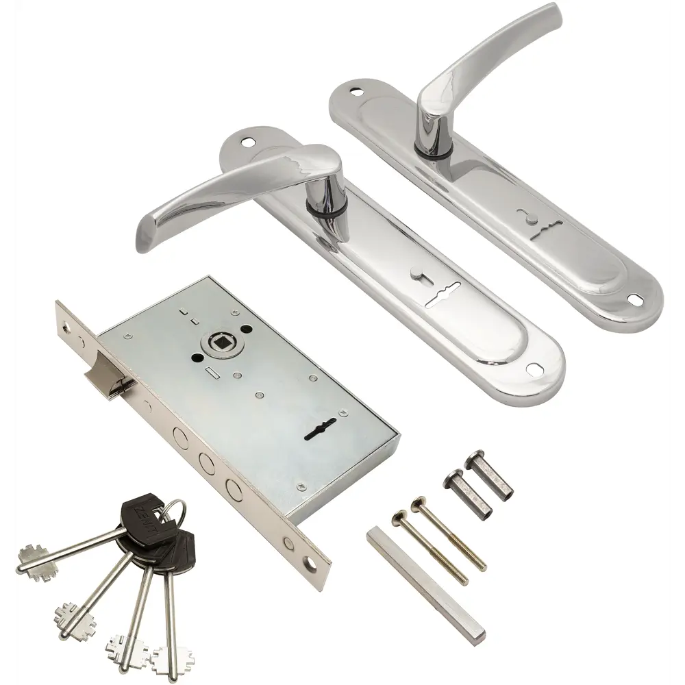 ЗЕНИТ Замок врезной ЗВ9-6-01 с усиленной ручкой, хром 82490863 STLM-0028434 - Вид №2