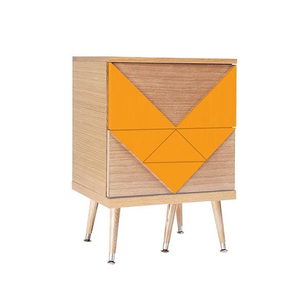 Прикроватная тумбочка с 2 ящиками оранжевая Woo Twins WOODI  00-3965935 Бежевый;оранжевый  - Вид №3