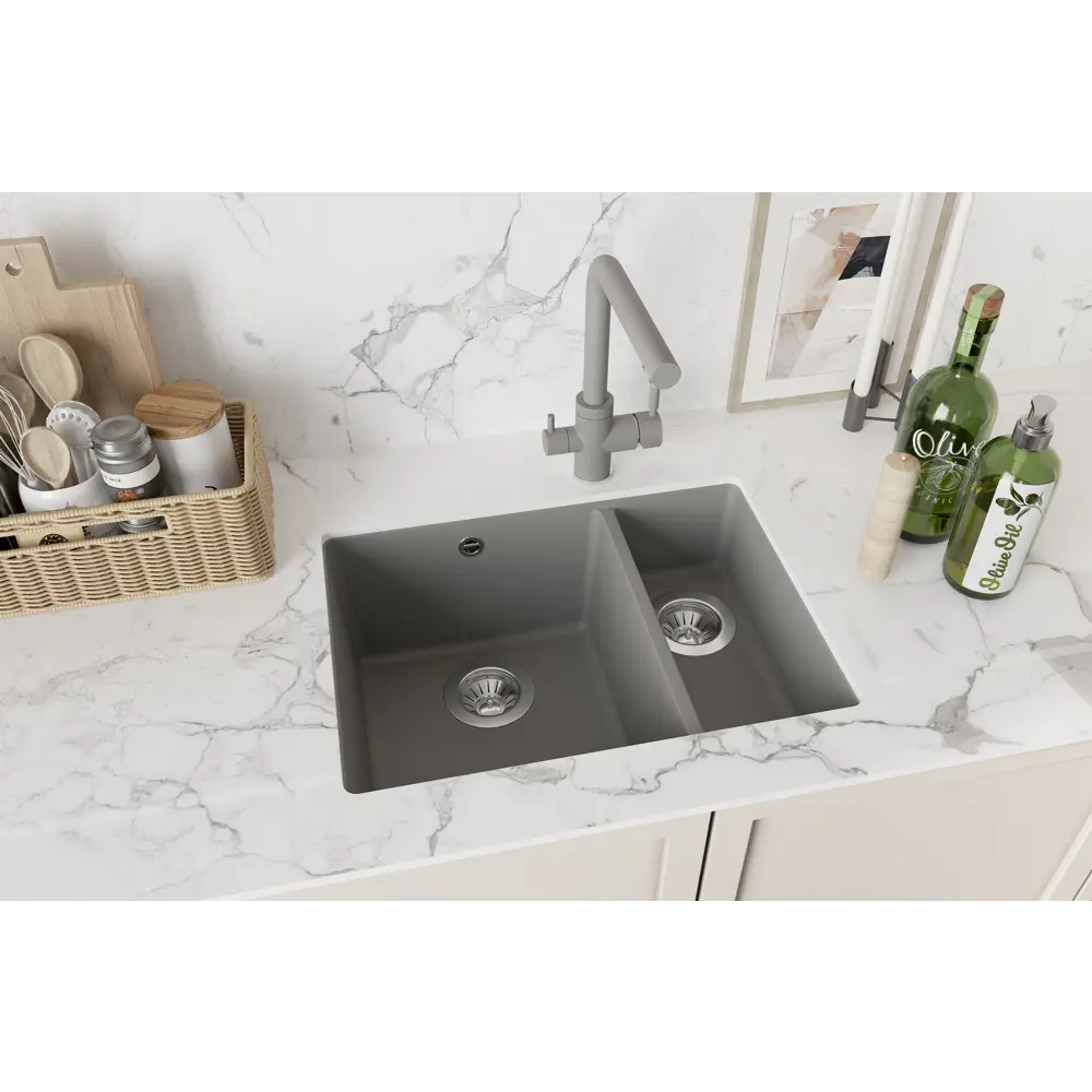 Кухонная мойка DELINIA кварцевая 55×42 см с двумя чашами 87796843 STLM-0075737 - Вид №6